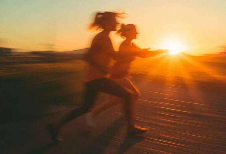 Atletas em movimento